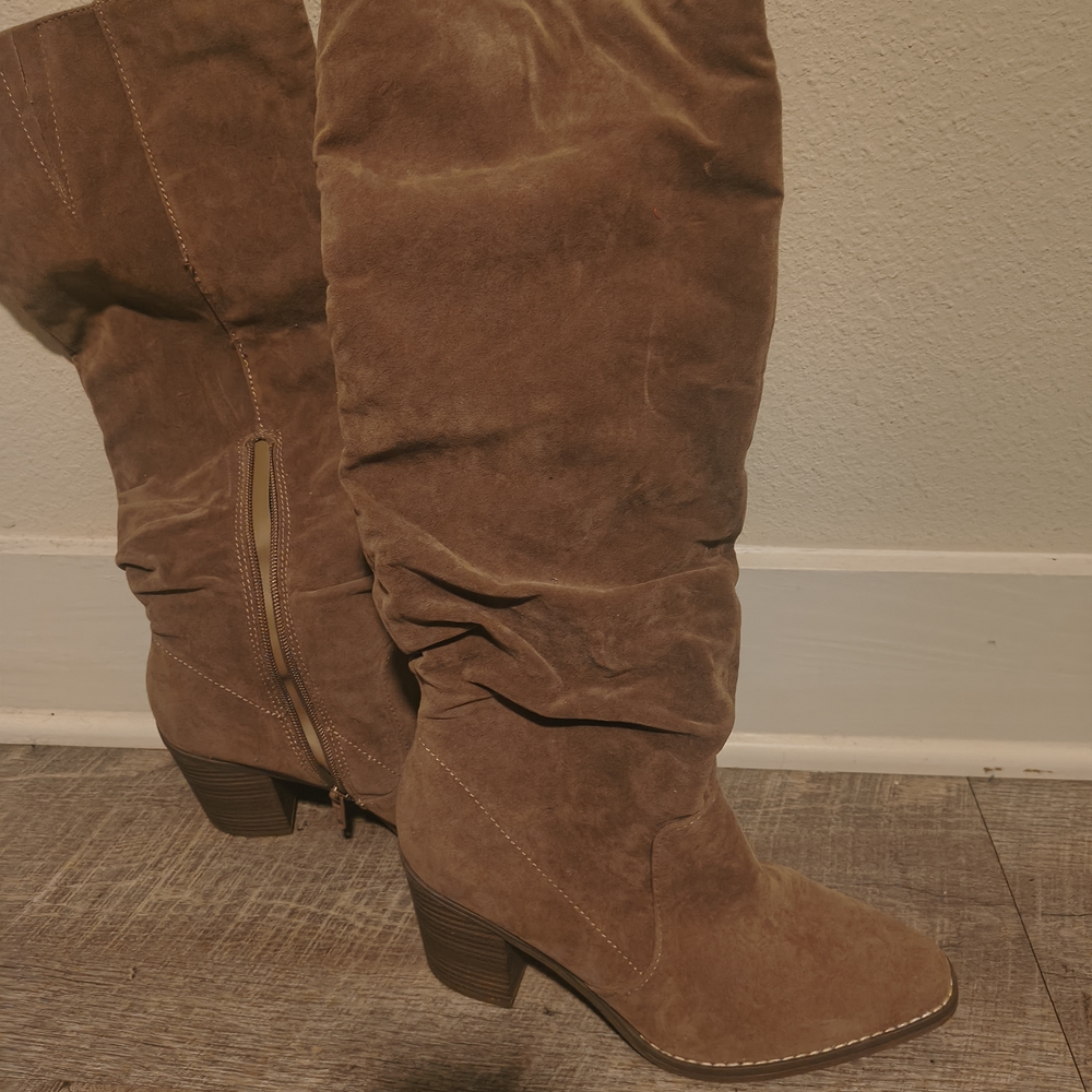 Old Navy Tan Suede Heeled Boots